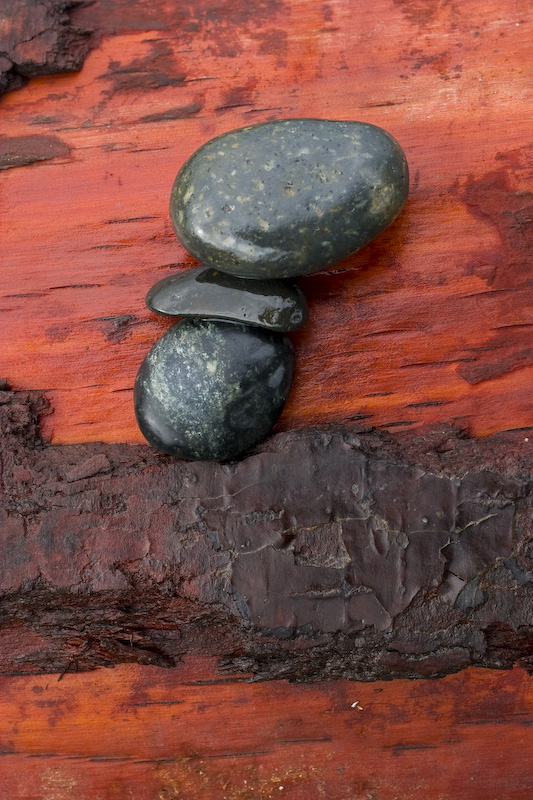Pebbles On Driftwood